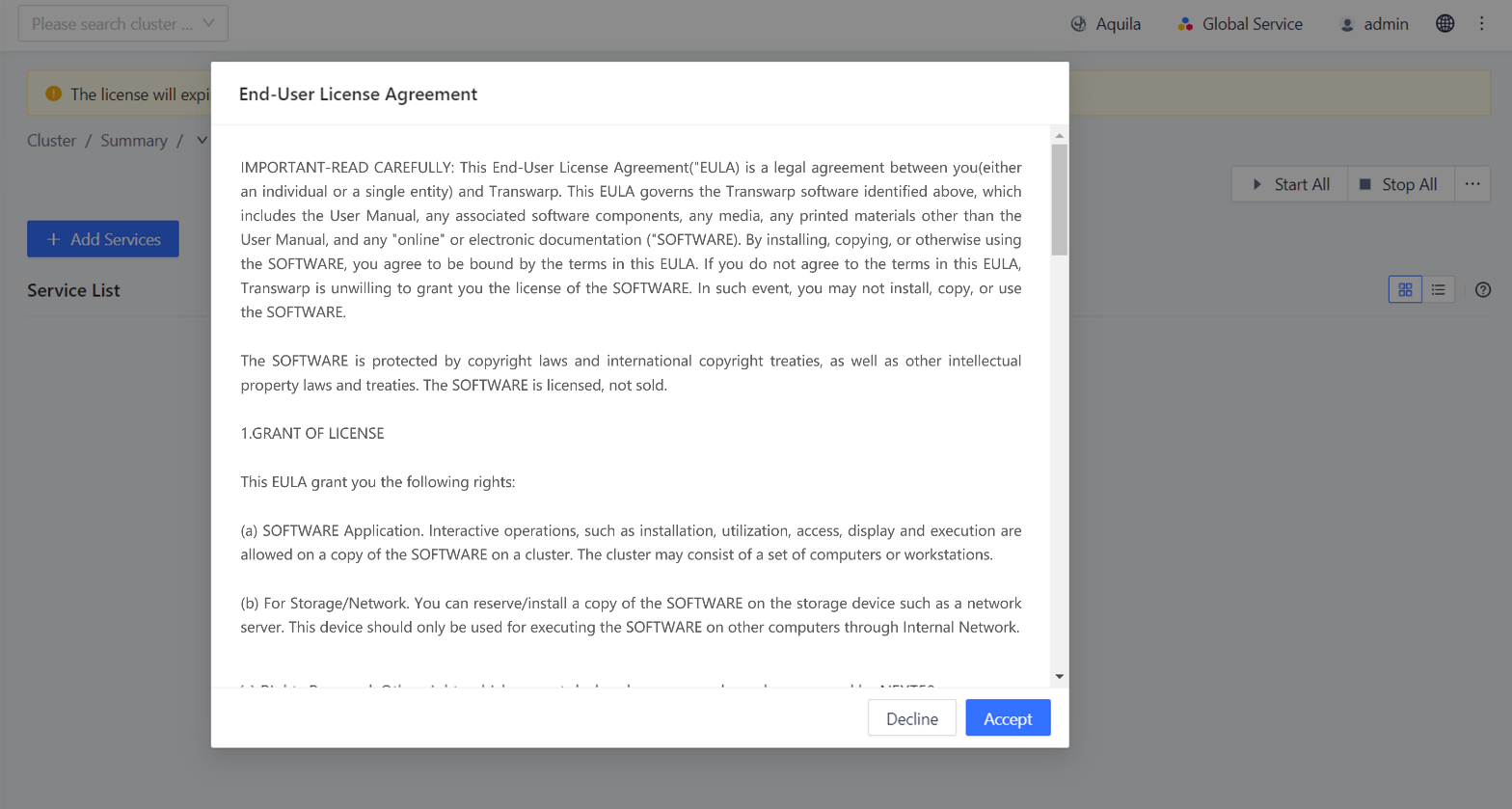 Figure 6-2 End User License Agreement